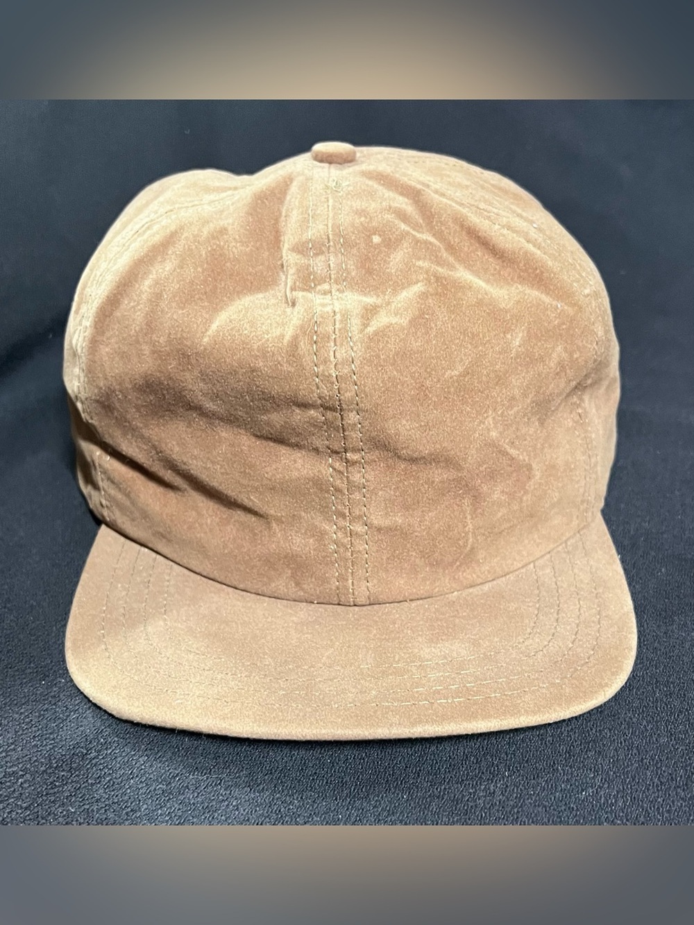 Vtg 80s Brown Suede Cap Baseball Padded Lined -Actual color is darker than pics